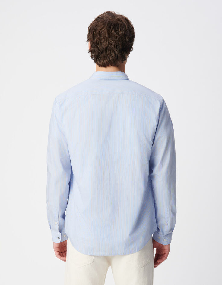 Blaues Bio-Baumwollhemd gestreift Slim Fit-3