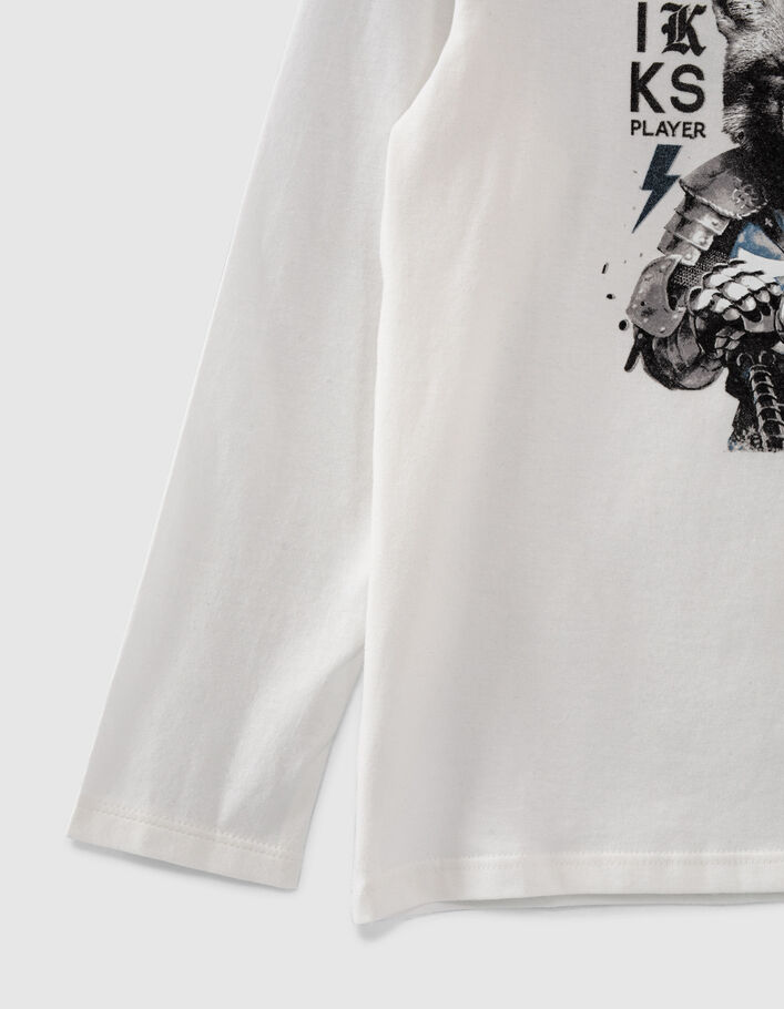 T-shirt blanc cassé visuel renard-chevalier garçon-5