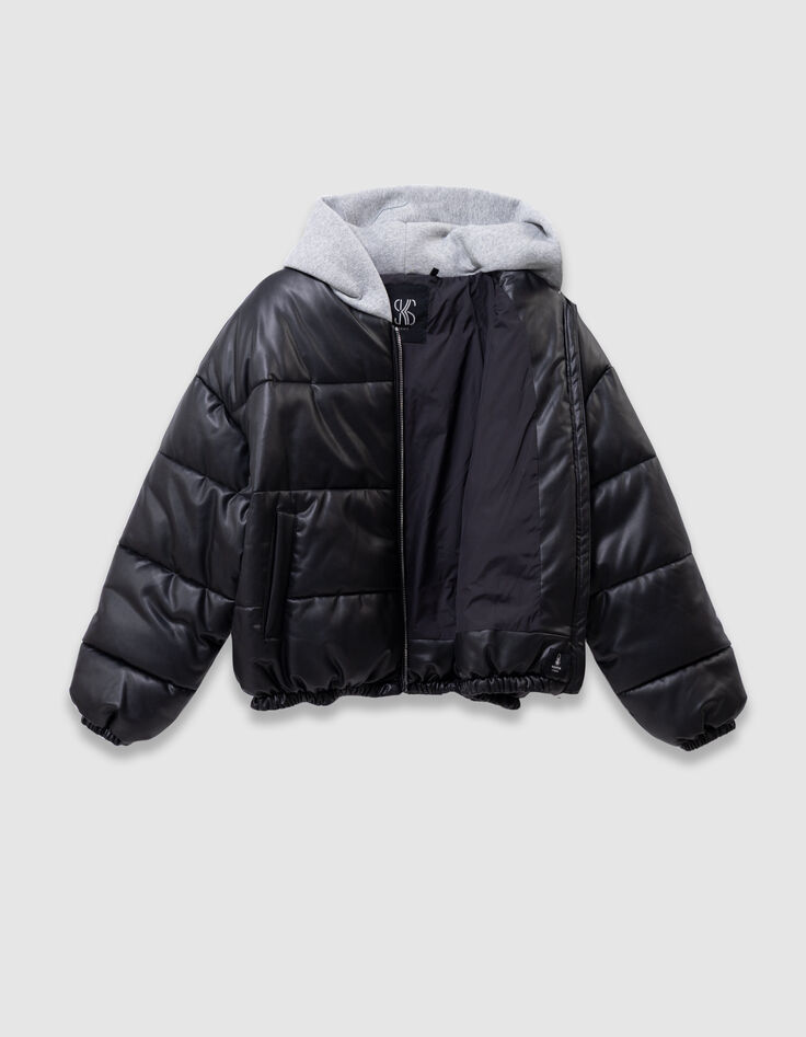 Korte zwarte pufferjas sweatkap meisjes-9 Korte zwarte pufferjas sweatkap meisjes-9