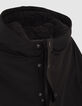Schwarzer Jungen-Parka mit Kapuze mit Steppfutter-4
