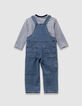 Set T-shirt en blauwe jeanstuinbroek babyjongens-3
