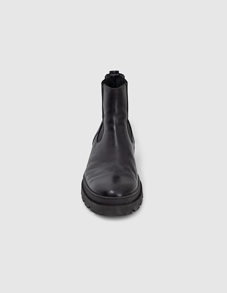 Chelsea boots noirs en cuir à semelle crantée Homme-2