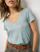 Amandel T-shirt linnen foil dames-2