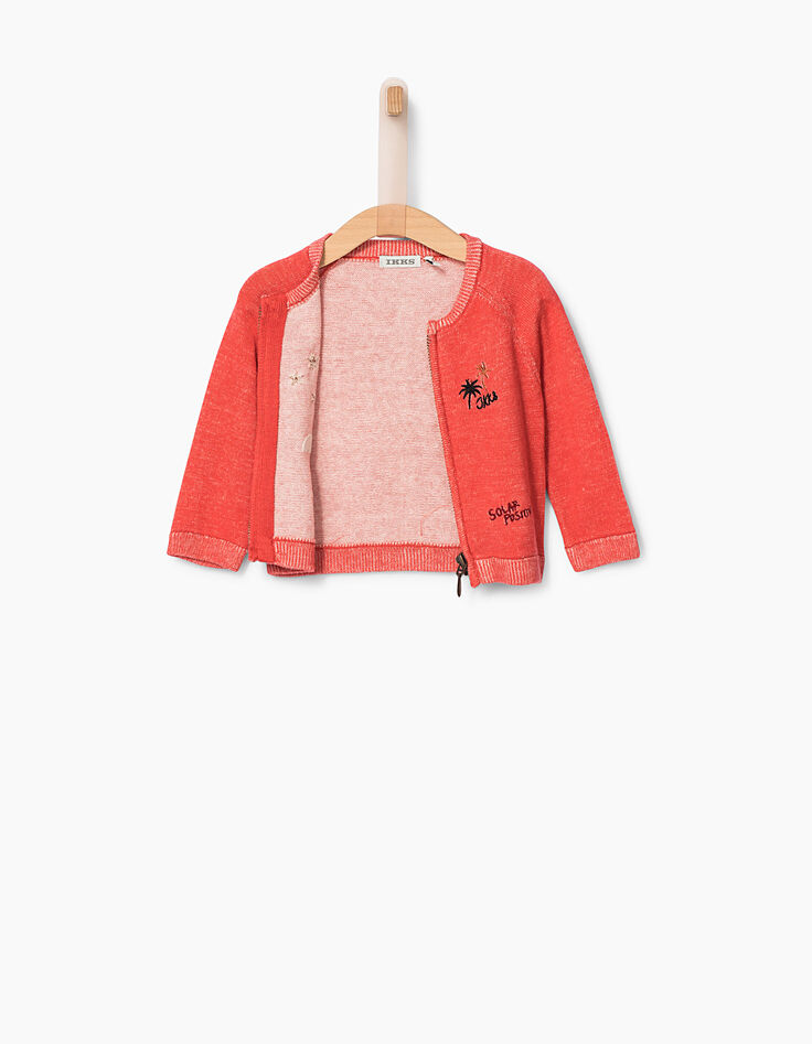 Geborduurd donkeroranje vest voor babymeisjes-3