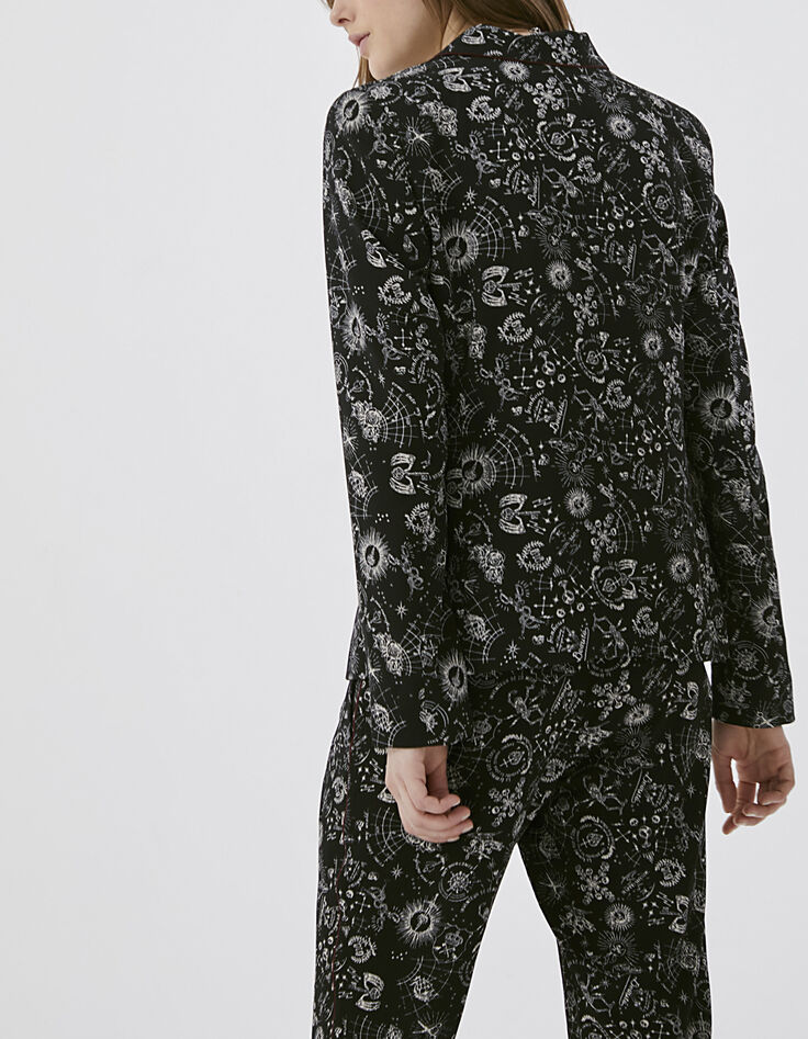 Damenchiffonblazer mit Tattoo-Print-2