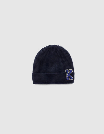 Bonnet marine tricot badge bouclette garçon - IKKS
