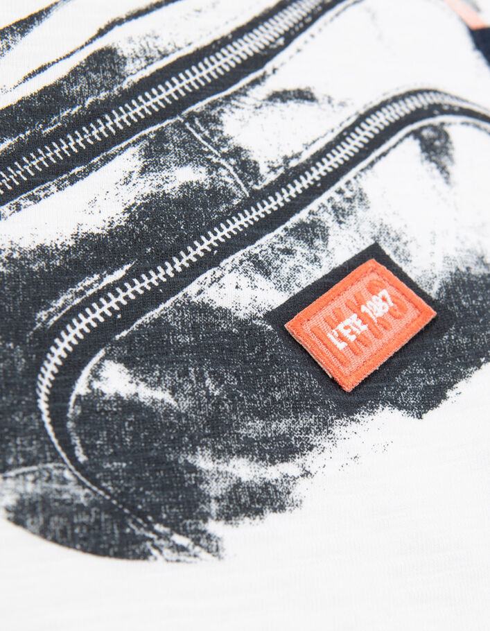 Boys’ off-white organic cotton T-shirt, waist-bag print - IKKS