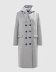 Manteau long gris parmenture amovible Femme-9