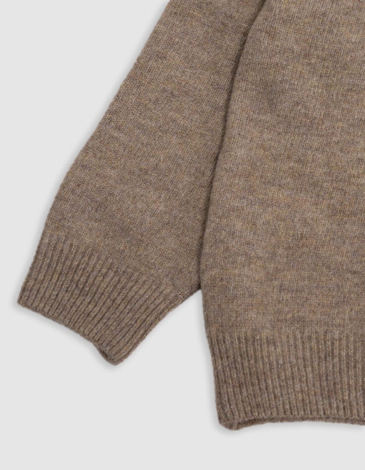 Pull camel tricot badge K broderie bouclette garçon-6