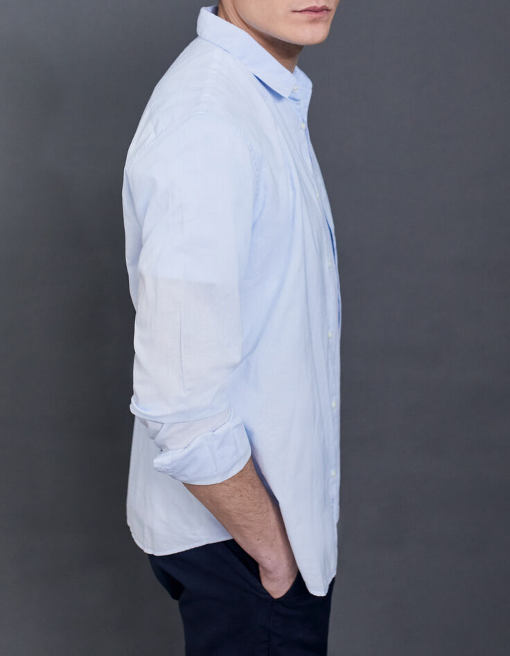 Men&rsquo;s sky blue voile SLIM shirt-1