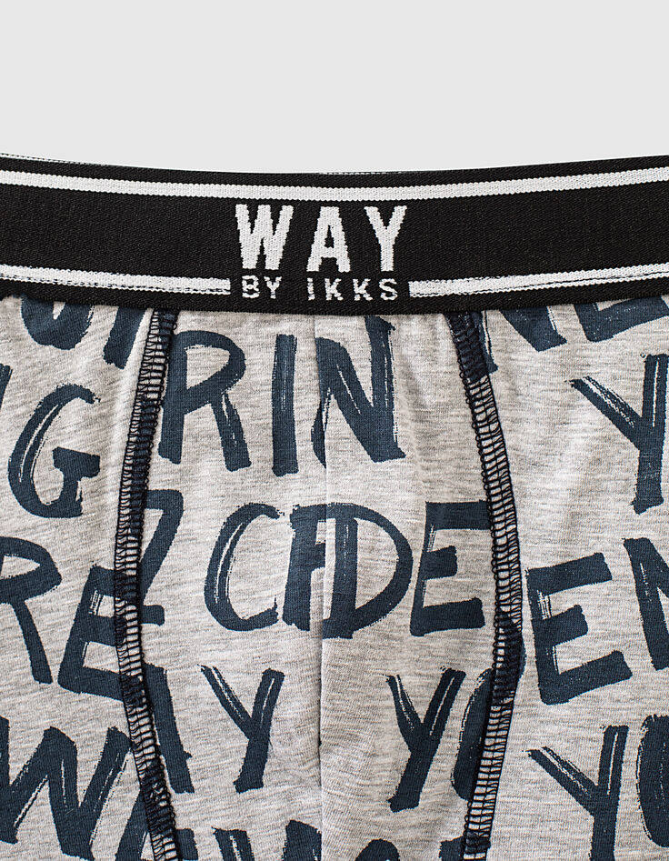 Boxers navy letterprint en grijs jongens -5