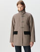 Women’s burgundy houndstooth and velvet parka-3