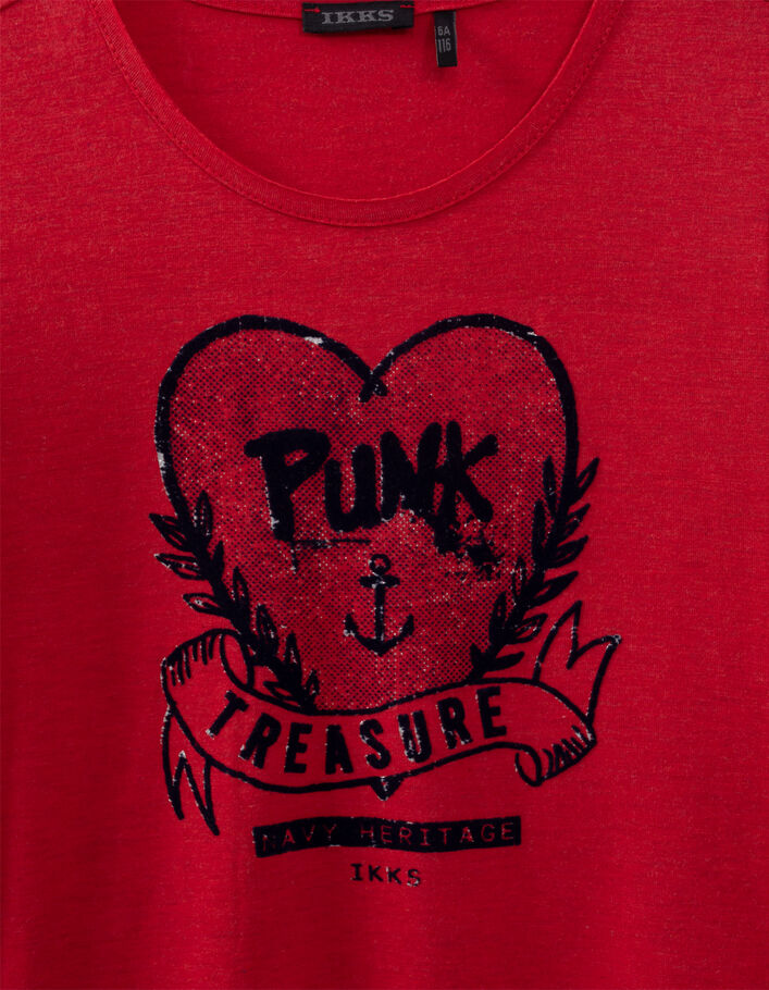 Girls’ light red T-shirt with XL heart on front - IKKS