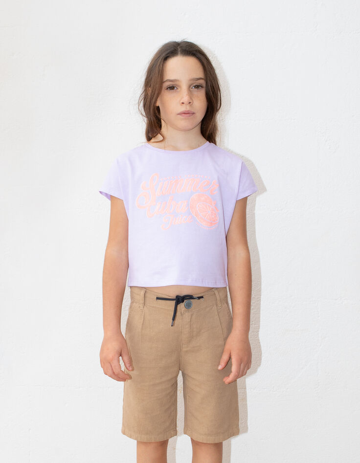 Beige Jungen-CHINO-Bermudas aus Reliefstoff-7