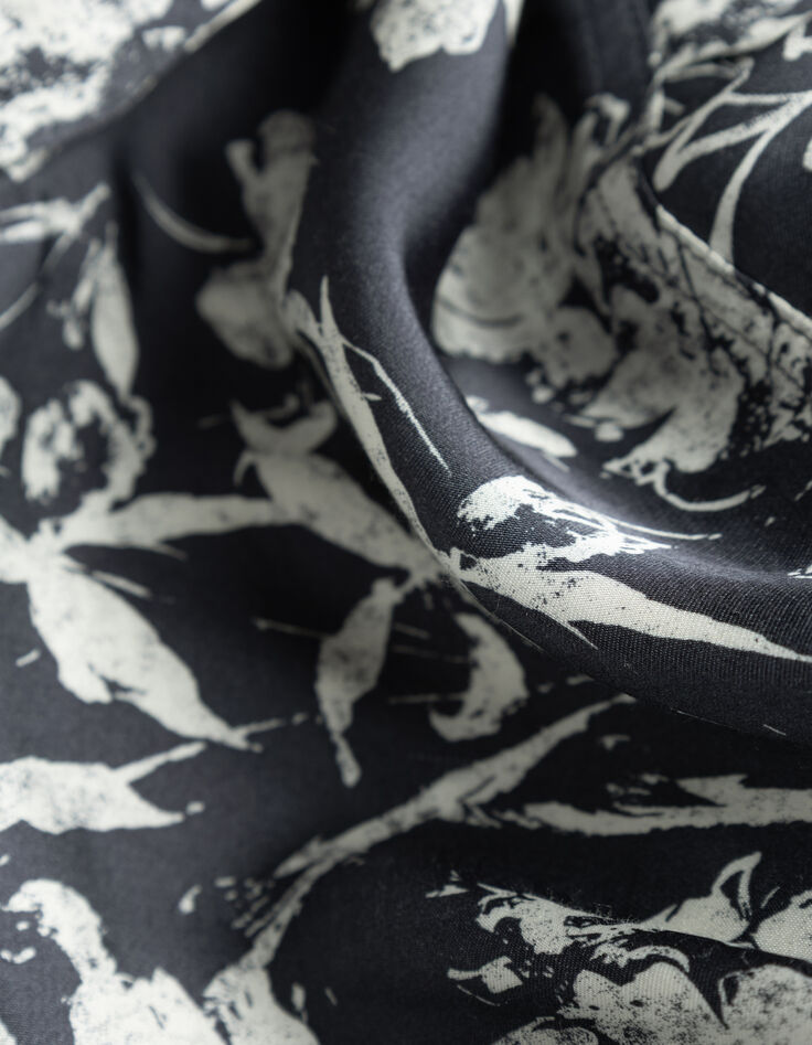 Camisa azul grisáceo satinado estampado pañuelo mujer-6
