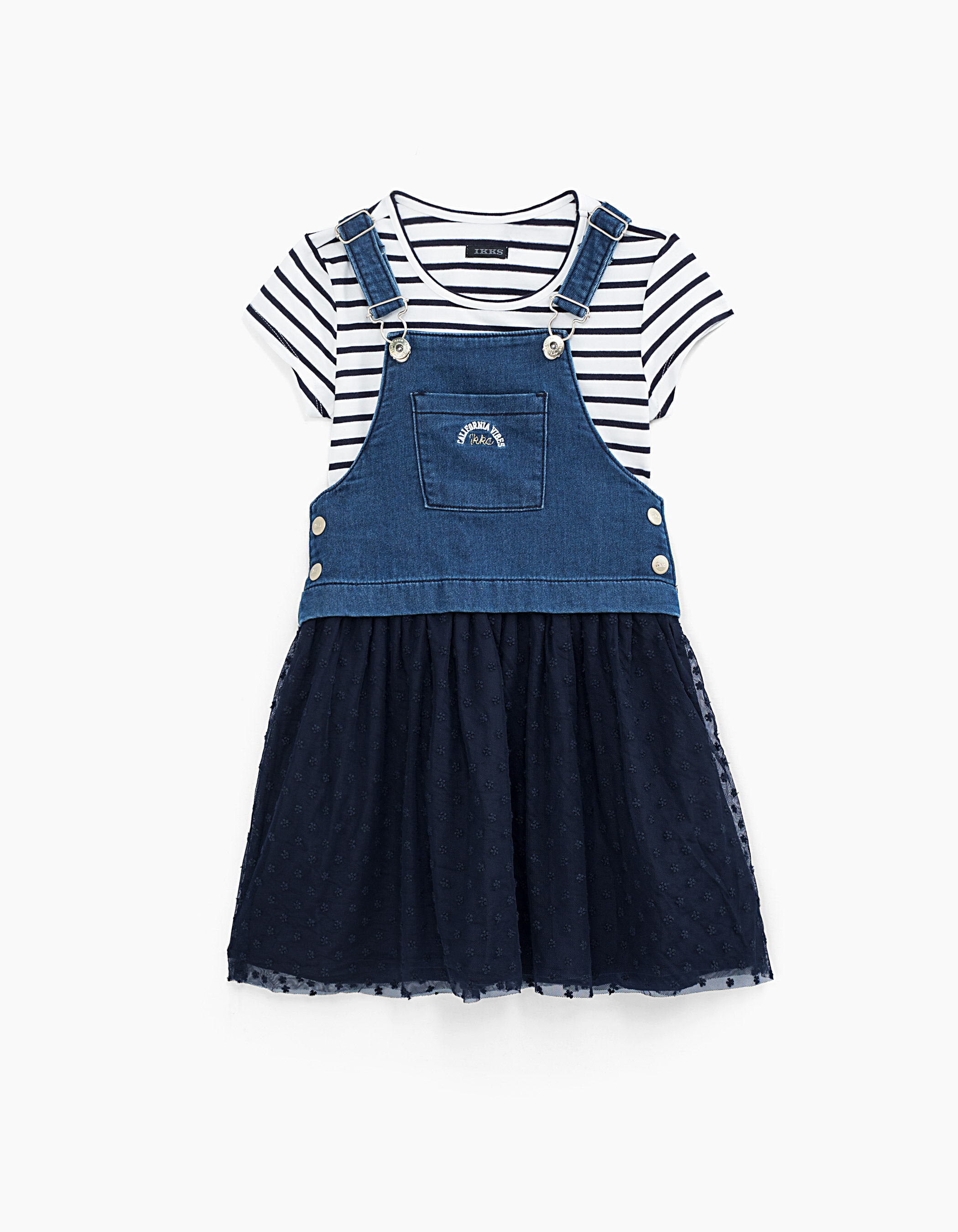 Girls mixed fabric 2 In 1 sailor top