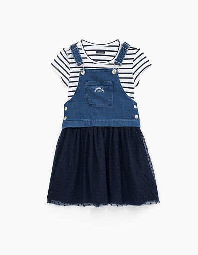 Robe 2 en 1 bi matière avec marinière fille - IKKS