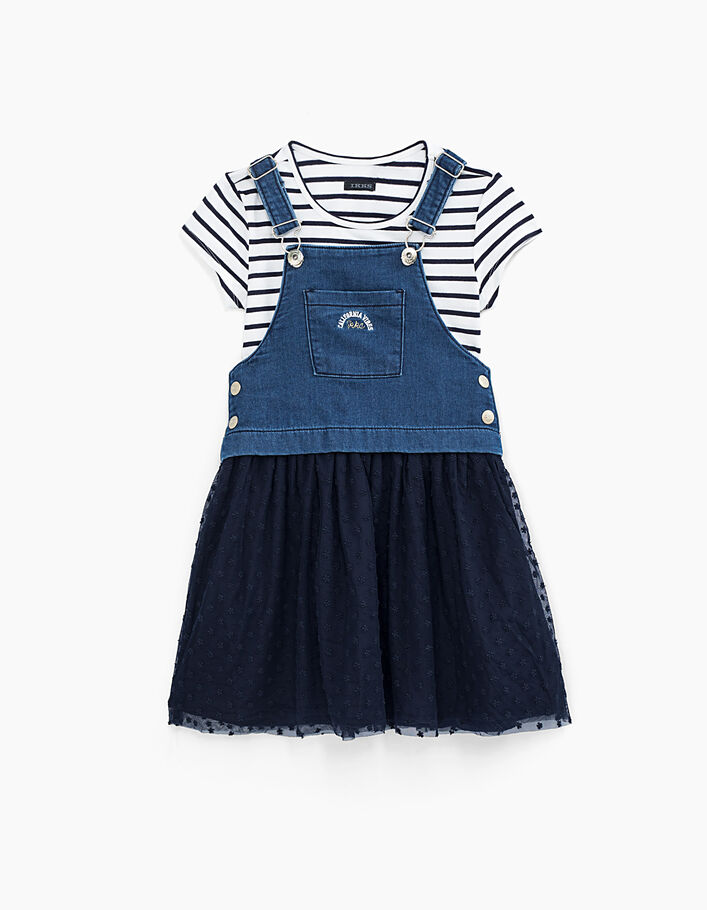 Girls' mixed fabric 2-In-1 sailor top - IKKS