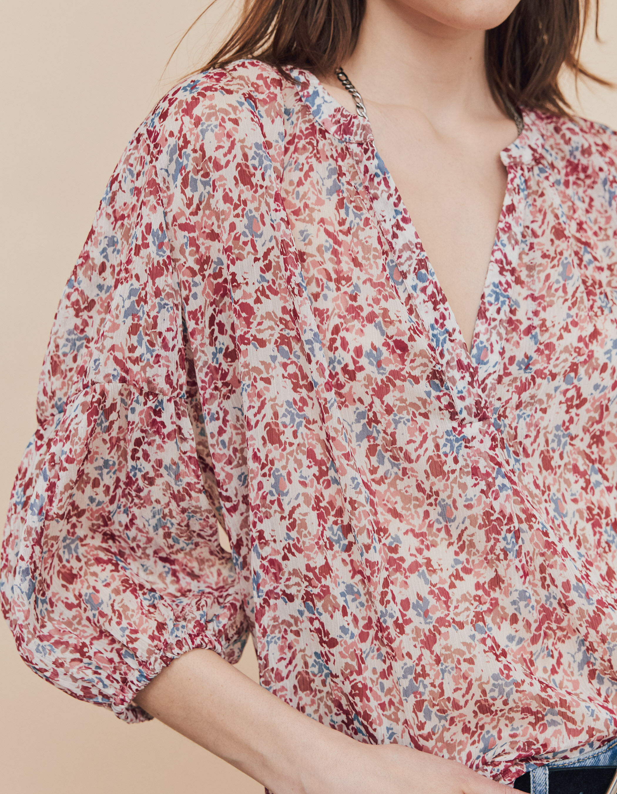 Blusas en velo estampado clearance