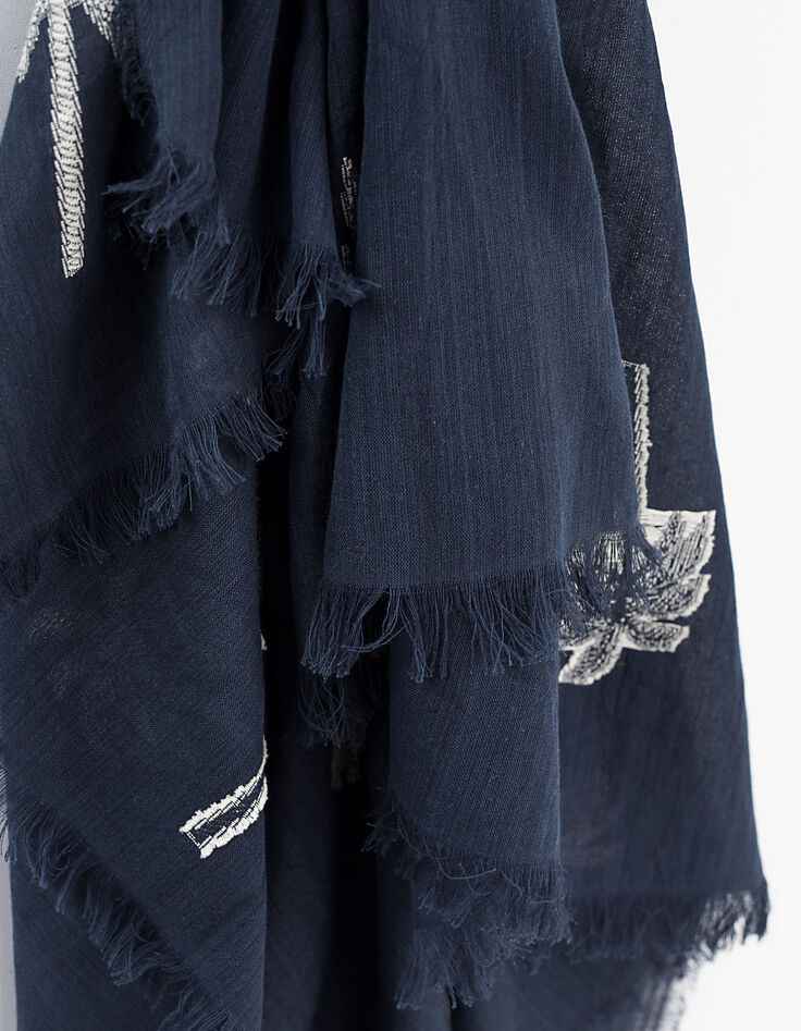 Pañuelo marino jacquard con motivos palmeras I.Code-3