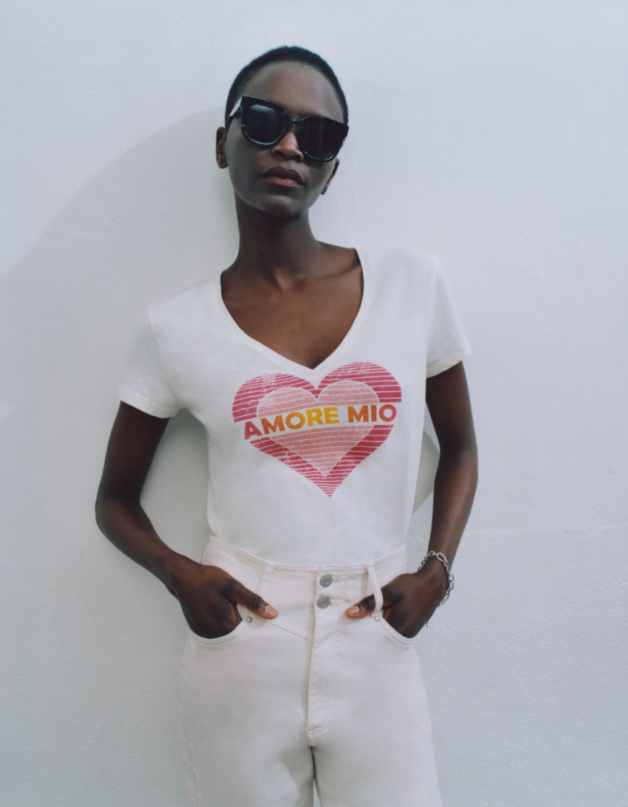 Wit t shirt met hart store