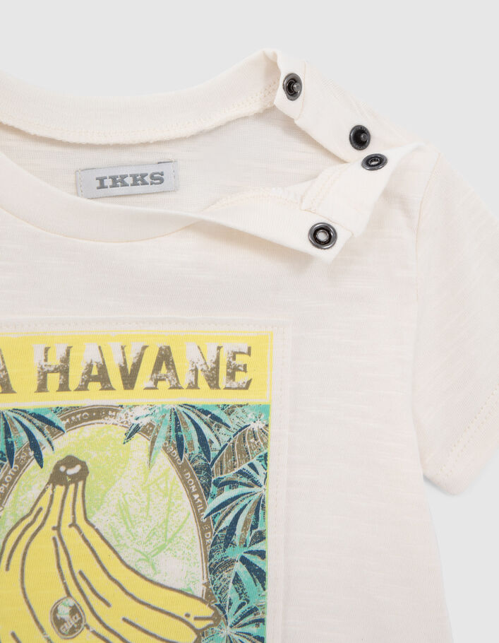 Baby boys’ ecru organic cotton T-shirt with bananas image - IKKS