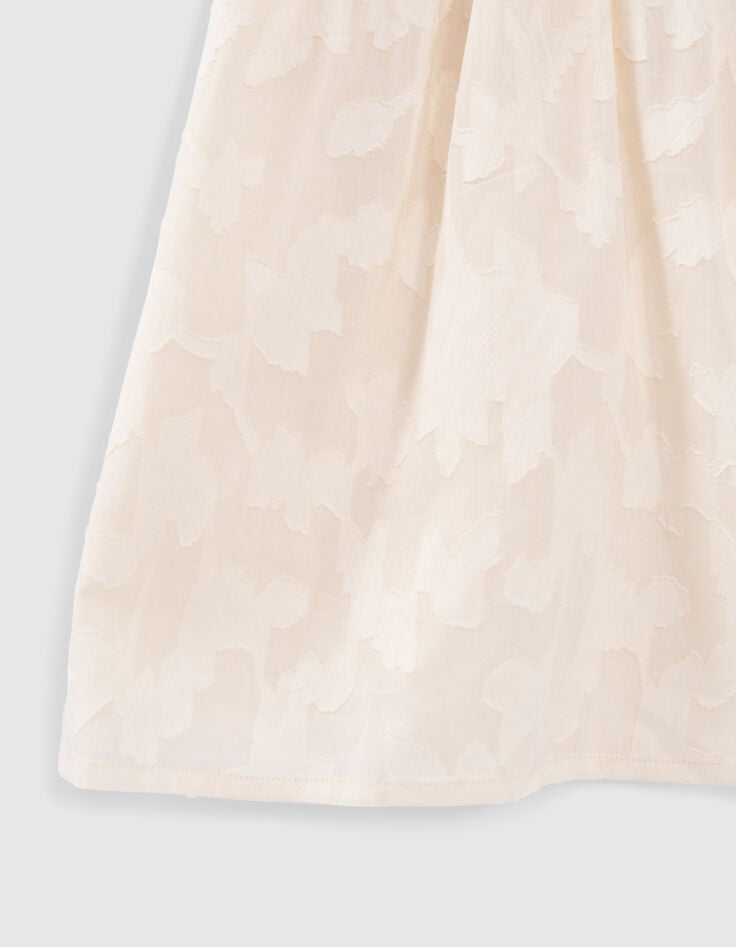 Ecru jurk jacquard bloemen en borduursels meisjes-4