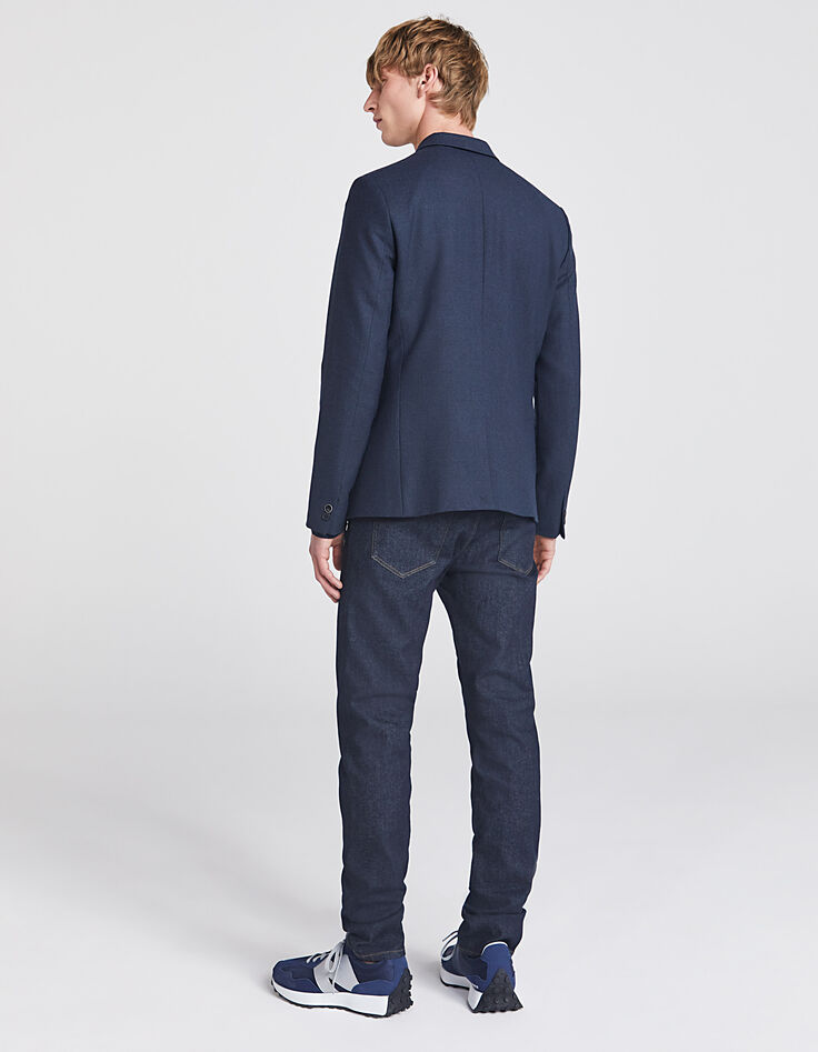 Veste de costume SLIM bleu foncé flanelle Homme-3