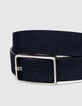 Men’s navy blue nubuck leather belt-2