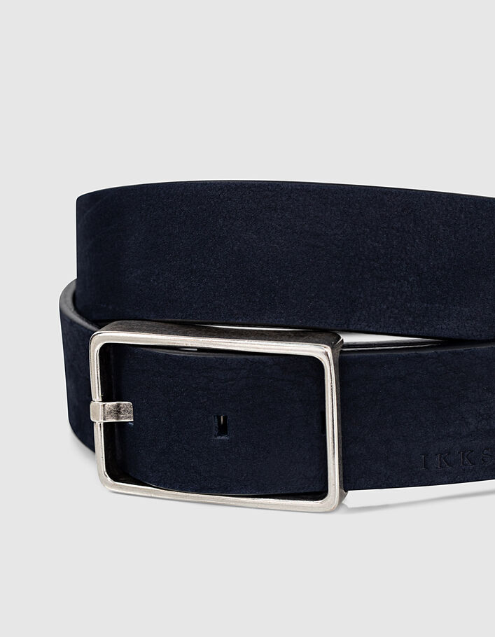 Men’s navy blue nubuck leather belt-2