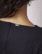 Vestido negro escote cuadrado mangas 3/4 mujer-5