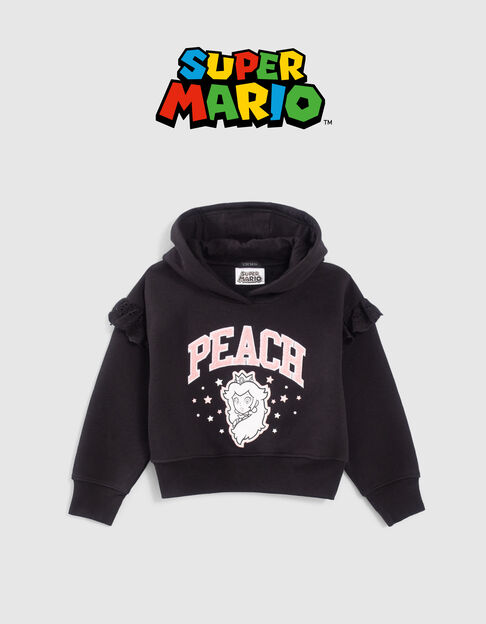 Schwarzes Mädchenshirt PRINCESS PEACH mit Peach-Motiv