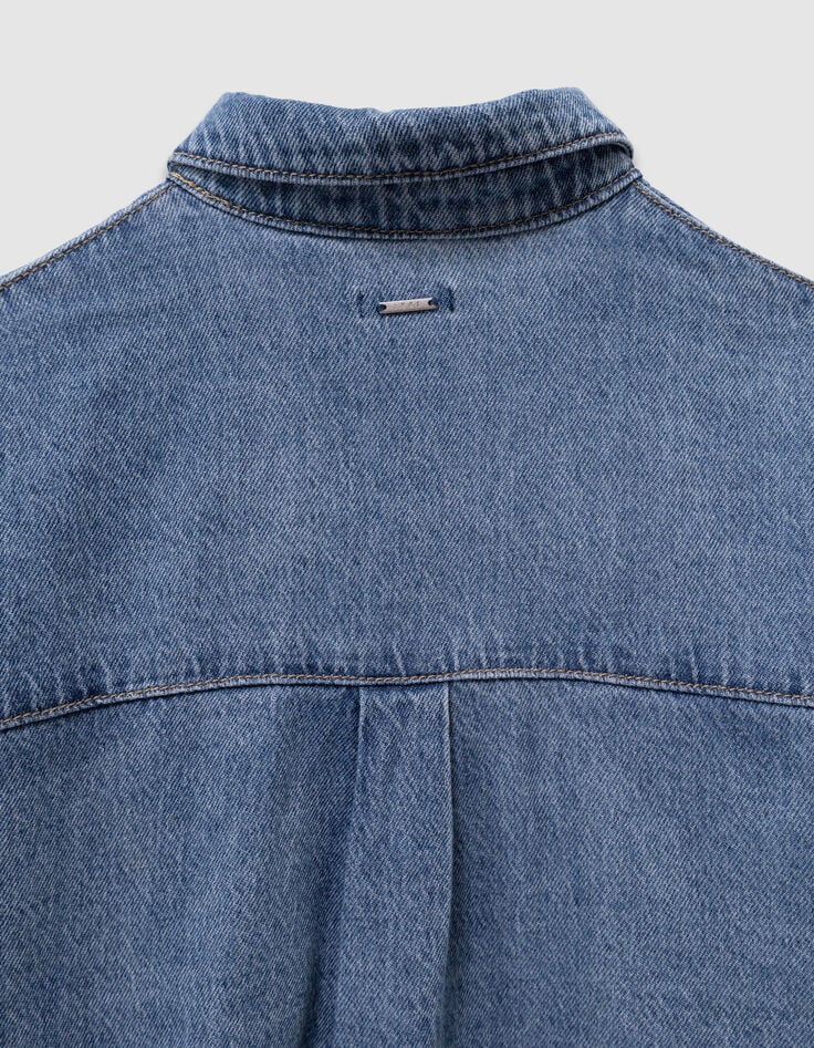 Camisa vaquera azul oversize niña-8