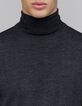 Men's anthracite turtleneck knit sweater-4