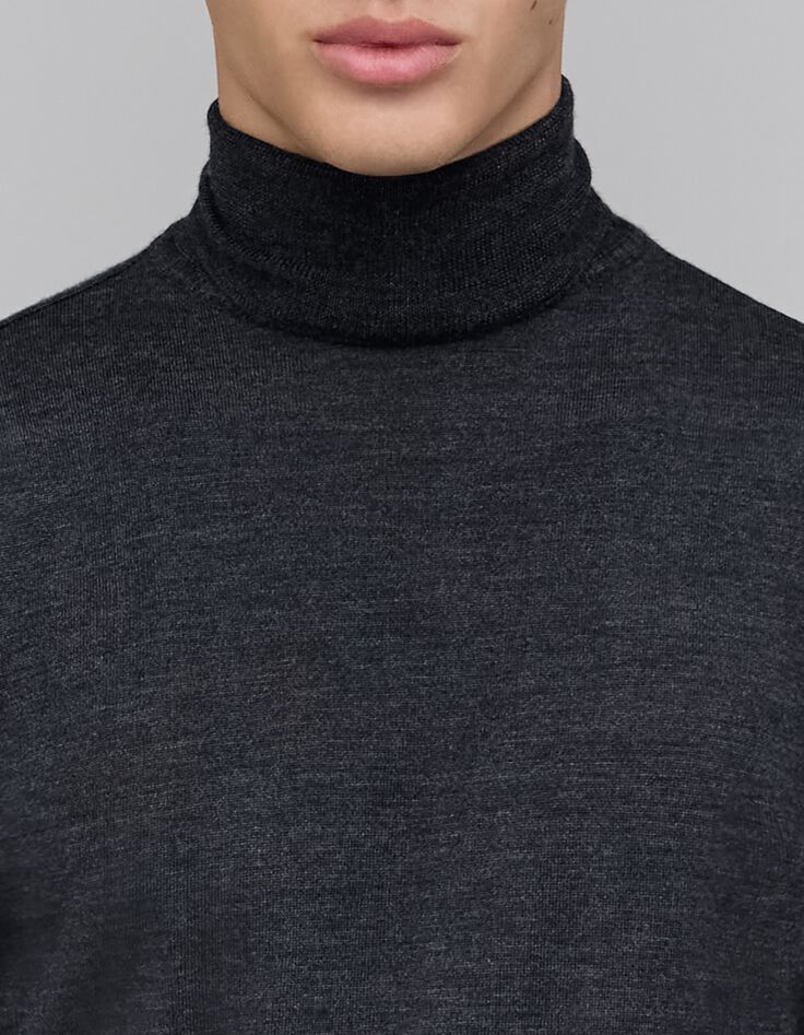 Men's anthracite turtleneck knit sweater-4