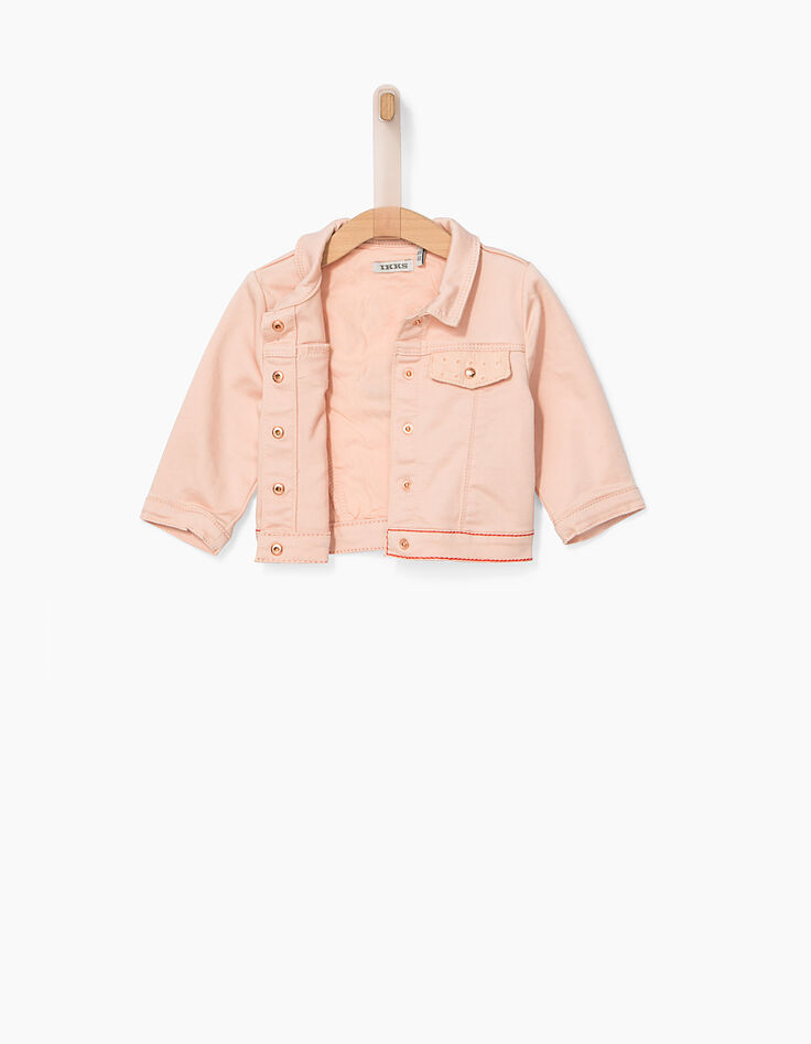 Puderrosa Baby-Blazer mit besticktem Rücken-5