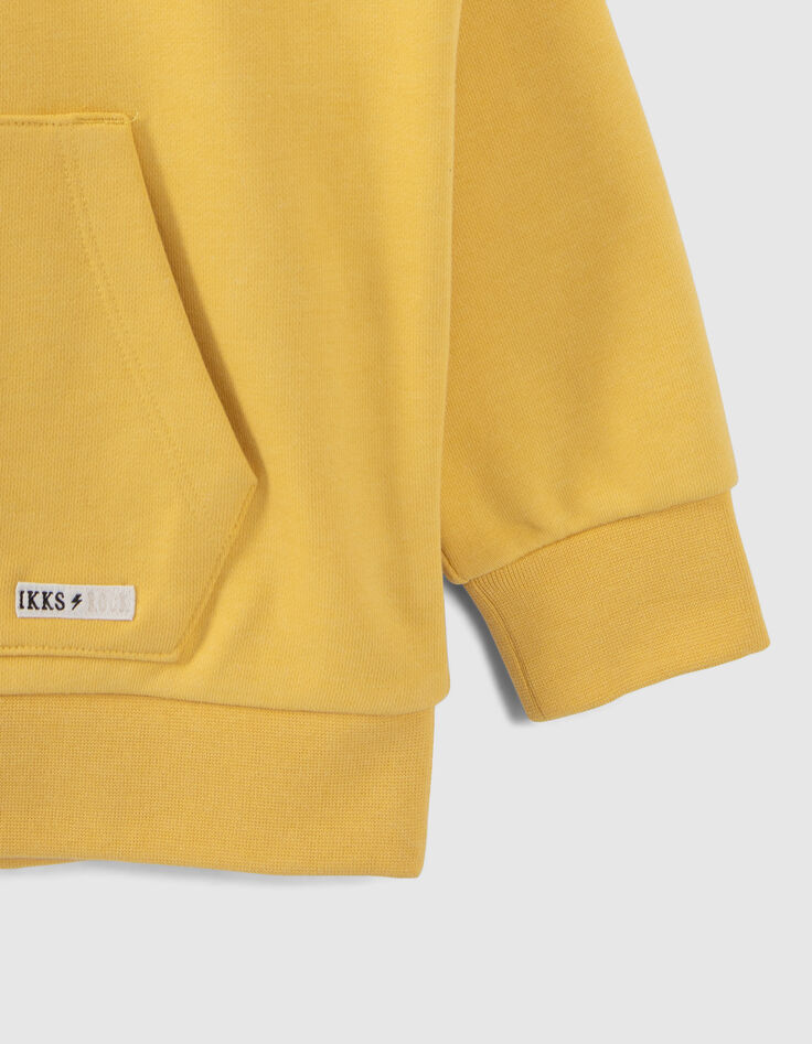 Boys’ yellow hoodie with flocked velvet XL slogan-4