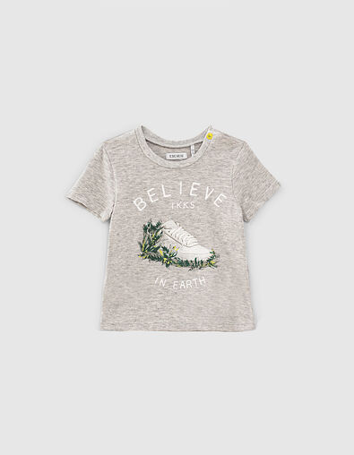 T-shirt gris visuel basket et feuillage bio bébé garçon  - IKKS