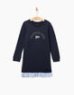 Girls' navy dress with trompe-l'œil effect-2