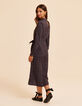 Robe longue noire imprim&eacute; floral d'hiver I.Code-3