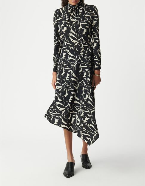 Jurk met zwarte zebrabloemenprint Dames - IKKS