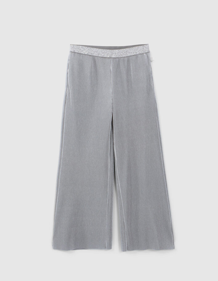 Girls’ silvery pleated wide-leg trousers