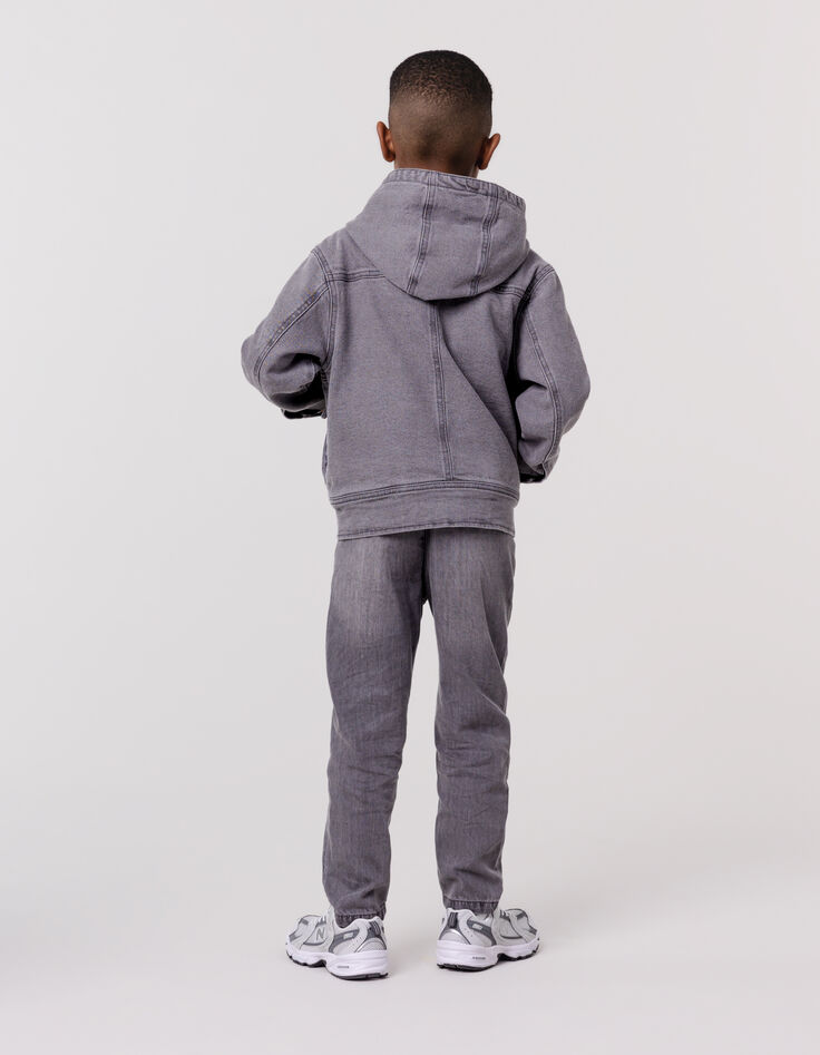 Chaqueta vaquera gris capucha niño-4