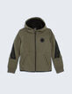 Bronzefarbene Jungensweatjacke mit B&auml;ndern an den &Auml;rmeln -1