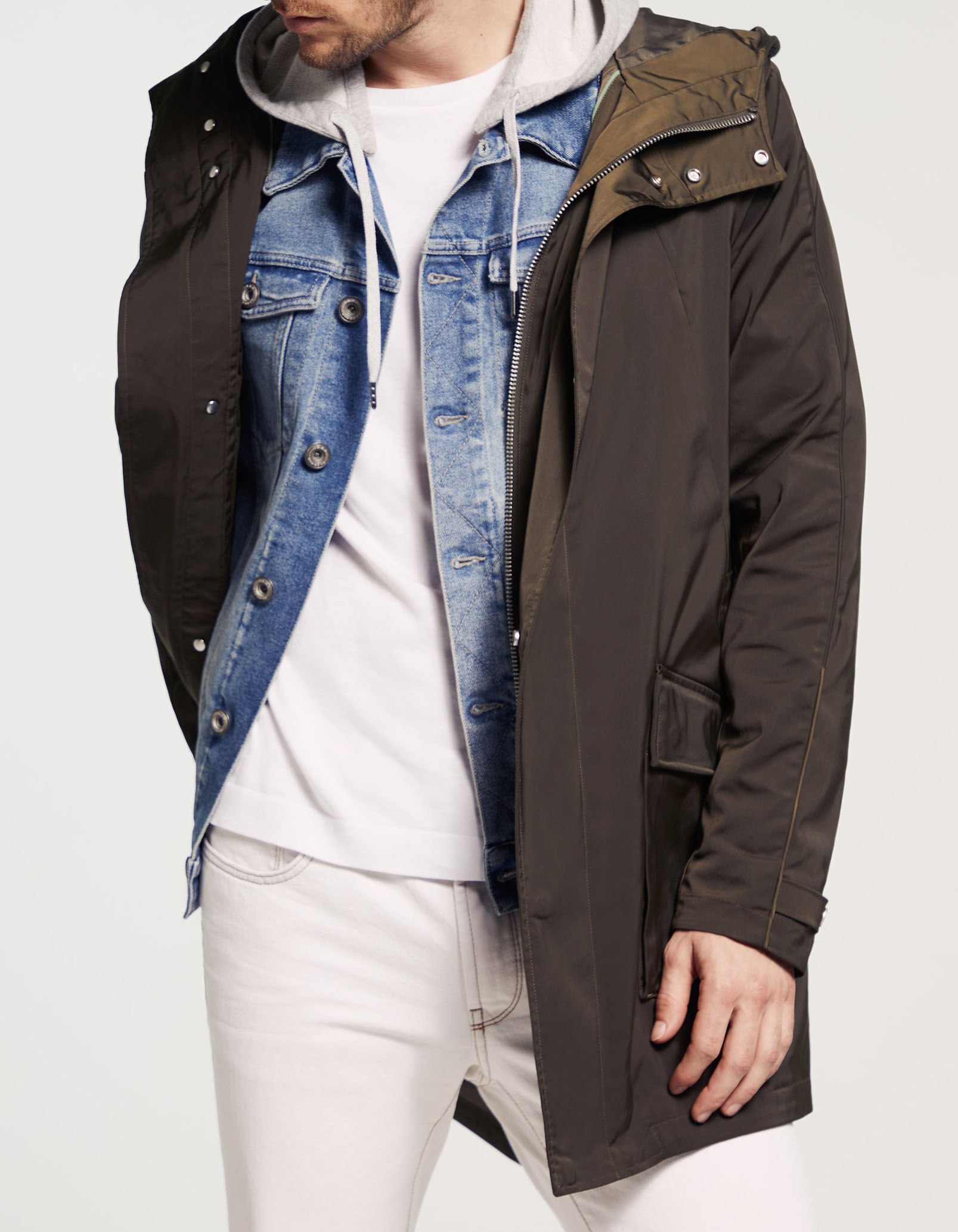 Veste longue on sale kaki homme