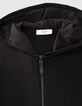 Schwarze Herrenkapuzenjacke mit Reißverschluss-7
