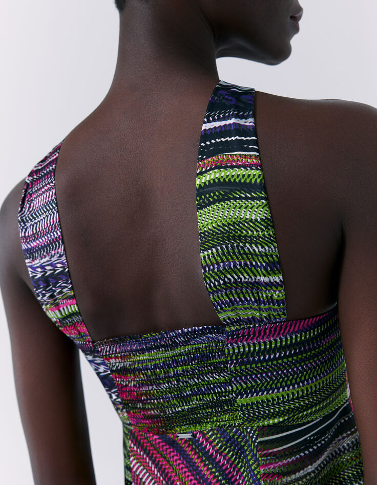 Robe longue imprimée à encolure nouée femme-6