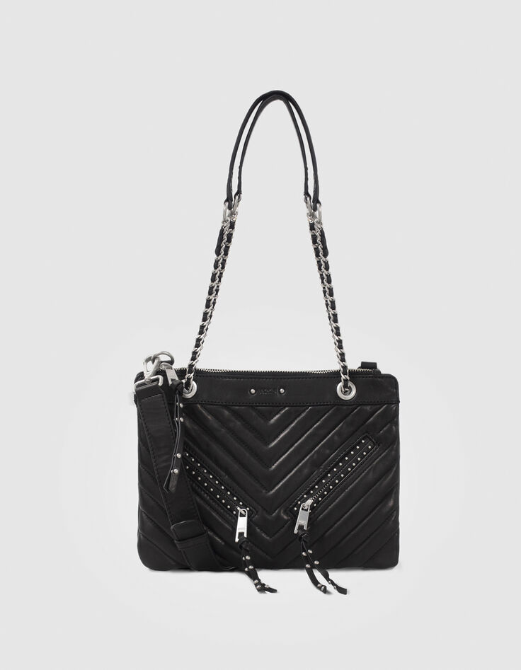 Zwarte leren etuitas 1440 Reporter Rock met studs Dames-1