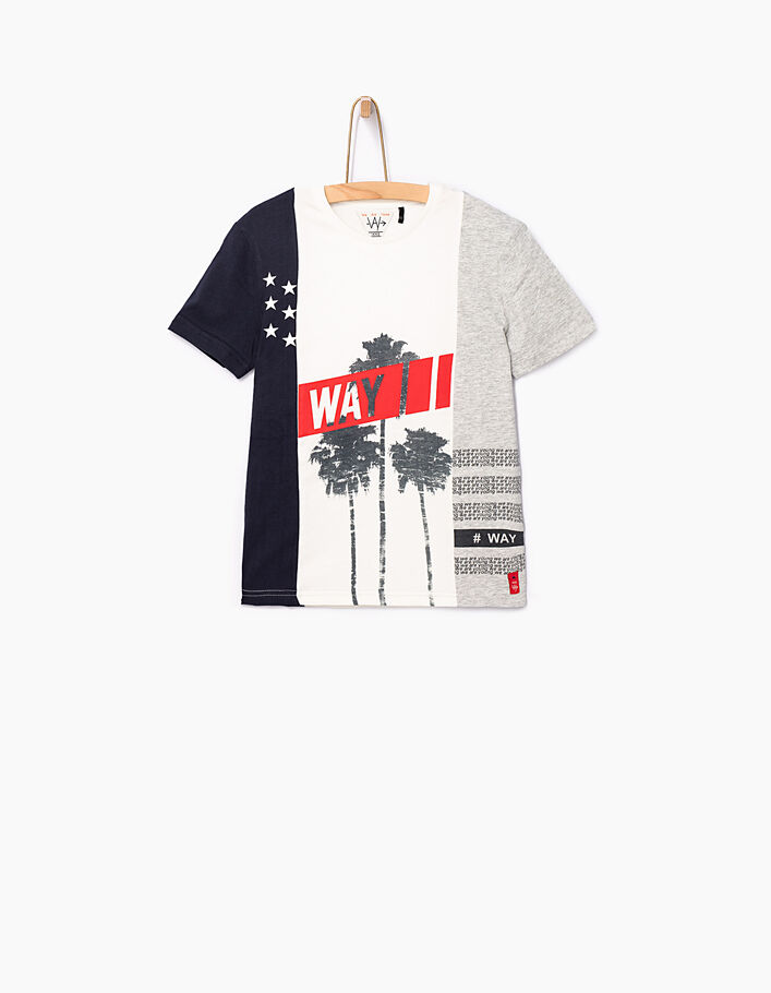 Boys' off-white WAY on palm trees T-shirt  - IKKS