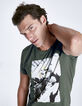 Tee-shirt kaki à print arty Homme-1